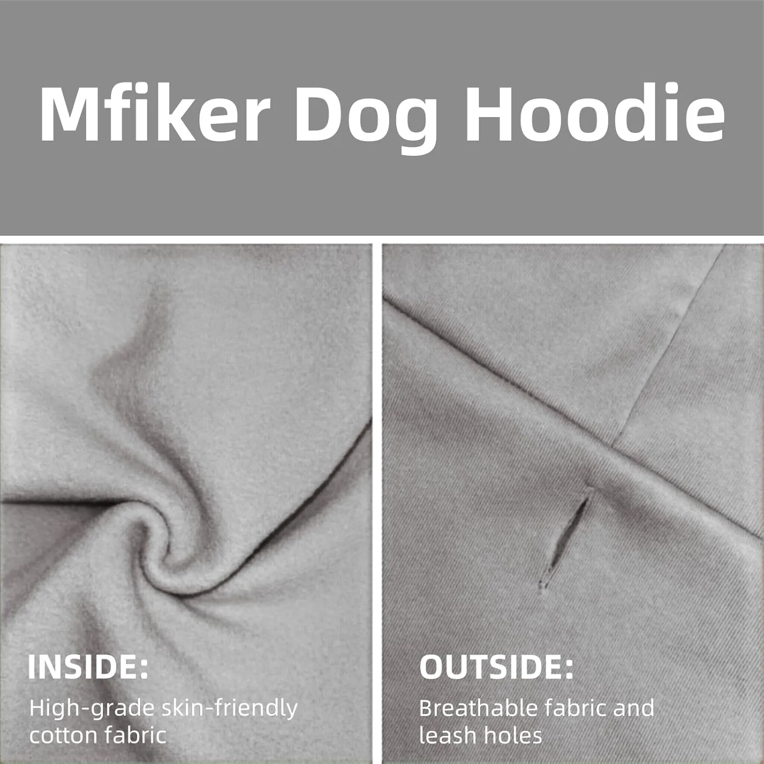 Large Dog Hoodie Sweater with Leash Hole and Pocket, Fleece Lined Hooded Large Dog Sweatshirt, Soft Warm Winter Clothes for Medium Large Dogs & Cats (Grey Dog Hoodie, 3XL)