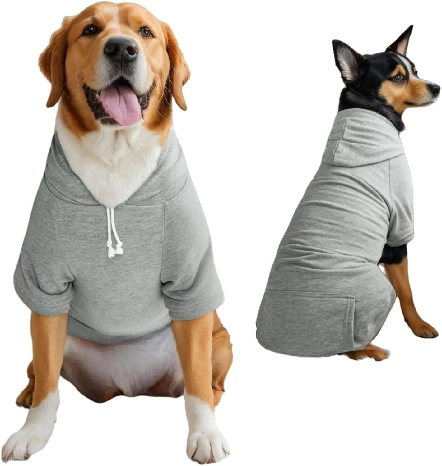 Large Dog Hoodie Sweater with Leash Hole and Pocket, Fleece Lined Hooded Large Dog Sweatshirt, Soft Warm Winter Clothes for Medium Large Dogs & Cats (Grey Dog Hoodie, 3XL)