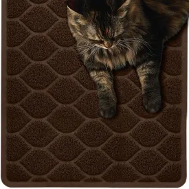Mighty Monkey Waterproof BPA Free Cat Litter Box Trapping Mat, Easy Clean Floors, Textured Backing, Soft on Sensitive Kitty Paws, Cats Accessories, Less Waste, Stays in Place, 24x17, Chocolate