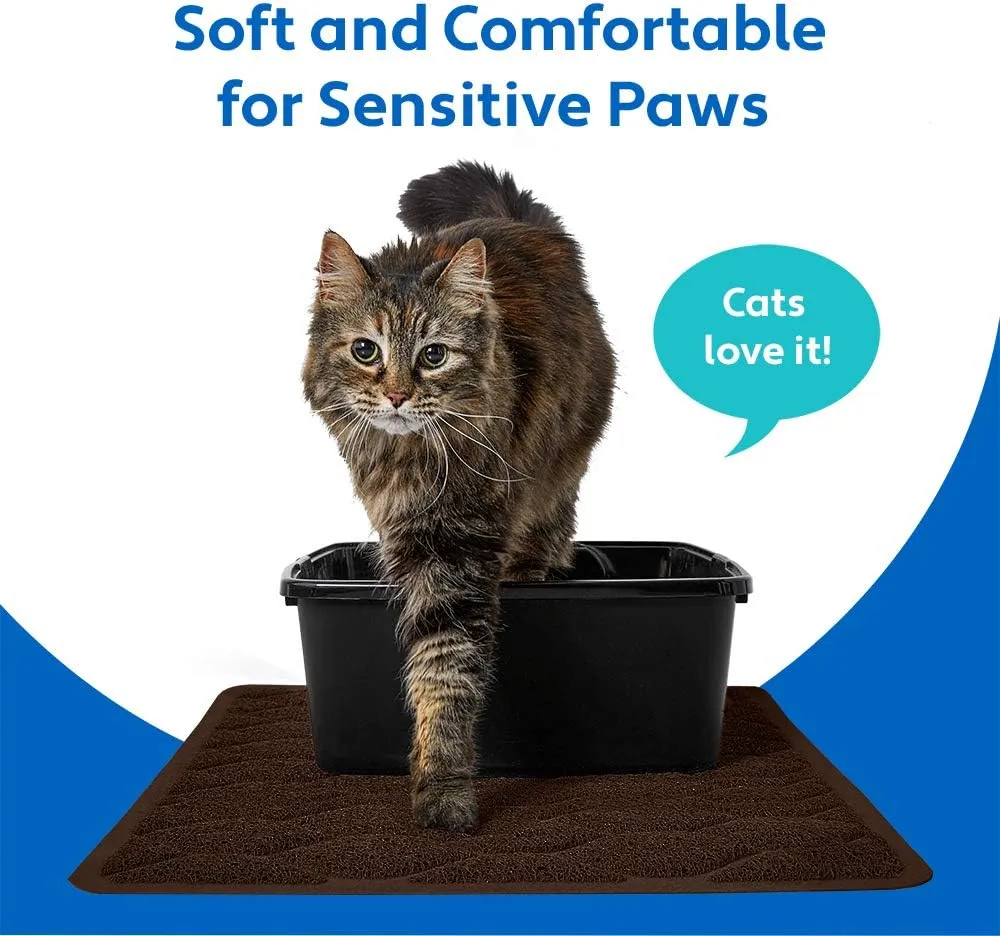 Mighty Monkey Waterproof BPA Free Cat Litter Box Trapping Mat, Easy Clean Floors, Textured Backing, Soft on Sensitive Kitty Paws, Cats Accessories, Less Waste, Stays in Place, 24x17, Chocolate