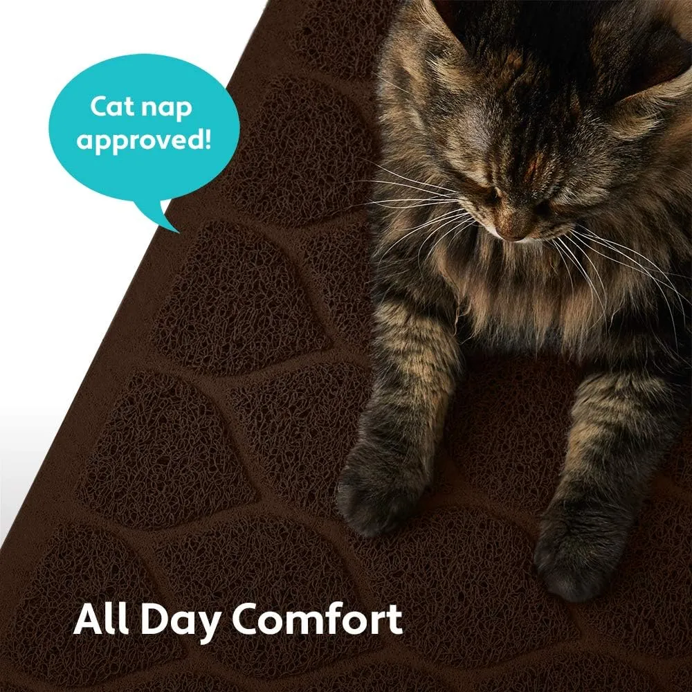 Mighty Monkey Waterproof BPA Free Cat Litter Box Trapping Mat, Easy Clean Floors, Textured Backing, Soft on Sensitive Kitty Paws, Cats Accessories, Less Waste, Stays in Place, 24x17, Chocolate