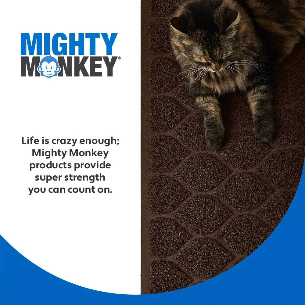 Mighty Monkey Waterproof BPA Free Cat Litter Box Trapping Mat, Easy Clean Floors, Textured Backing, Soft on Sensitive Kitty Paws, Cats Accessories, Less Waste, Stays in Place, 24x17, Chocolate