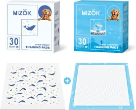 MIZOK 36x36in Dog Pee Pads Jumbo Disposable with Whale& Jellyfish Pattern, Dog Pads Extra Large Super Absorbent Up to 11 Cups, Dog Training Pads Quick Dry & Leak-Proof (60 Counts)