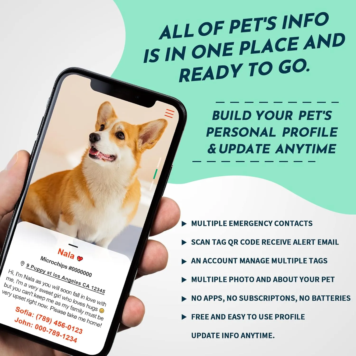 MYLUCKYTAG QR Code Silicone Pet ID Tag for Dogs and Cats - Online Profile, Location Alert Email, Digital Tag, Quiet and Durable Collar Tag, Engraved