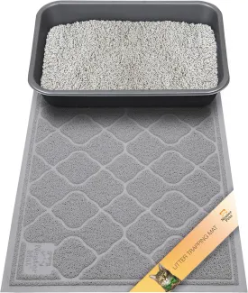 Neater Pets Neater Mat Cat Litter Rug, Thick & Durable Cat Mat for Litter Box, Trapper Pad Catches Mess to Protect Indoor Floors, Soft on Kitty Paws, Anti-Skid Grip Backing, Easy to Clean, Grey
