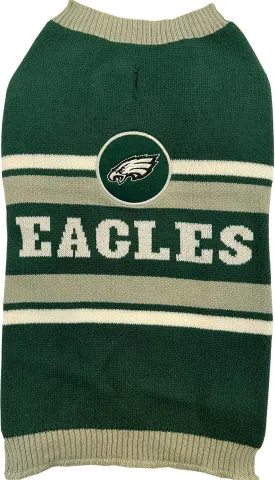NFL Philadelphia Eagles Dog Sweater, Size Small. Warm and Cozy Knit Pet Sweater with NFL Team Logo, Best Puppy Sweater for Large and Small Dogs