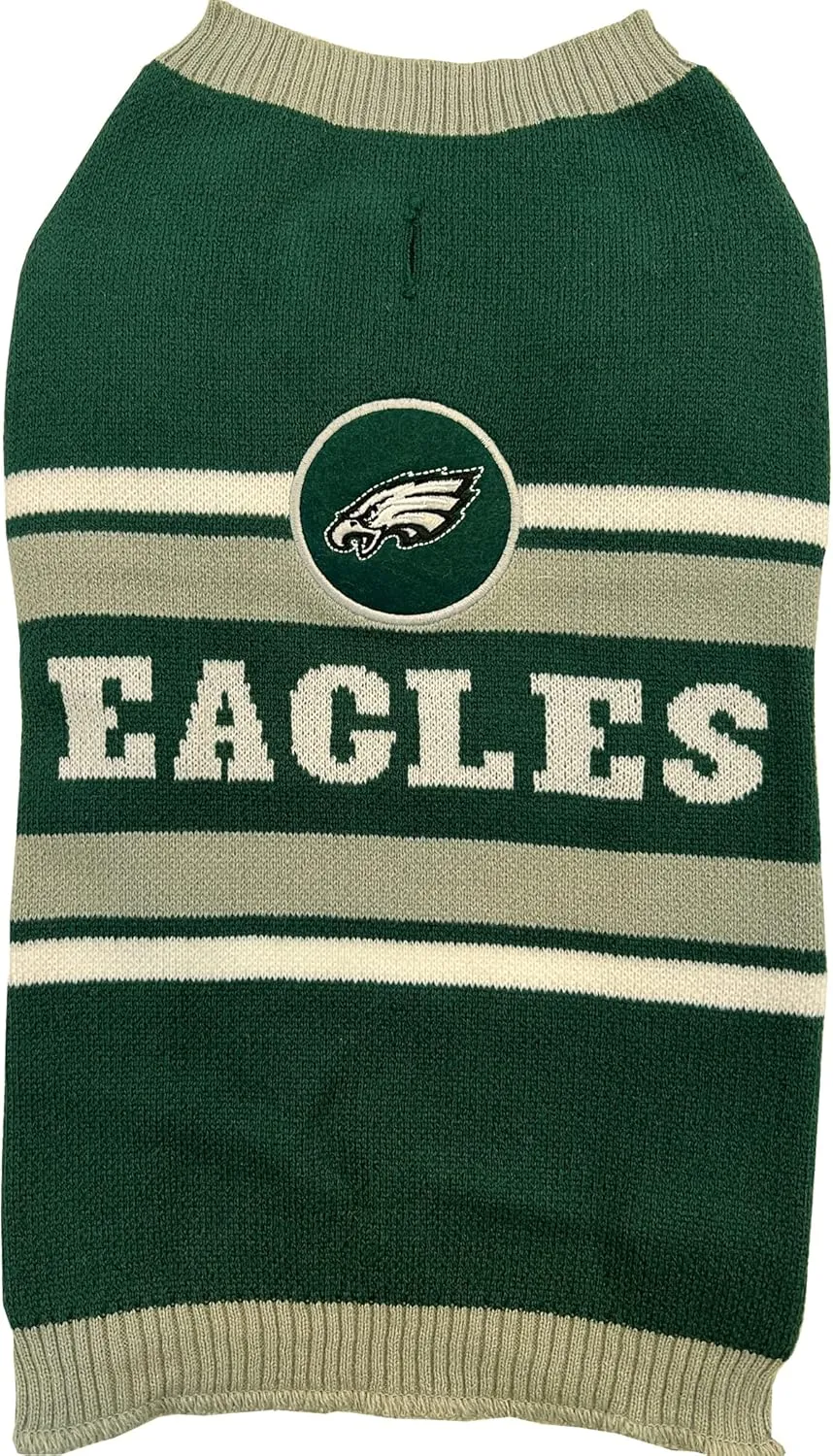 NFL Philadelphia Eagles Dog Sweater, Size Small. Warm and Cozy Knit Pet Sweater with NFL Team Logo, Best Puppy Sweater for Large and Small Dogs