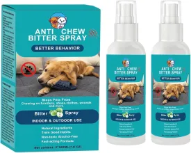 No Chew Spray for Dogs, Dog Deterrent Spray, Bitter Spray for Dogs, Stops Chewing and Licking, Protects Furniture, Prevents Wound Licking, Non-Toxic, Alcohol-Free 2 * 100 ML 7.0 OZ