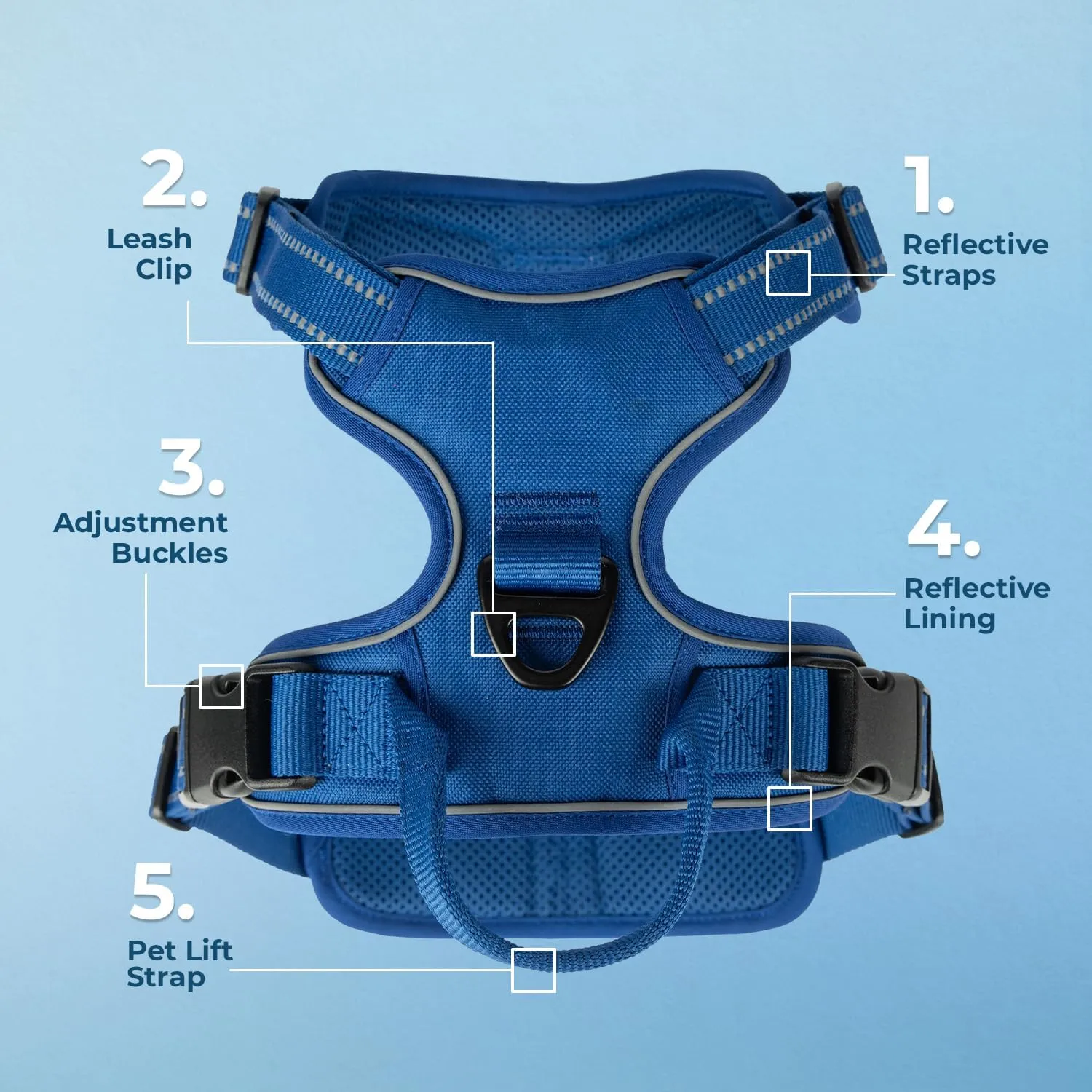 No Pull Dog Harness for Small Dogs, Dual Leash Attachments, Adjustable Soft but Strong Pet Harness with 3M Reflective Technology, Royal Blue Lattice Nylon, S (Chest: 16-20")
