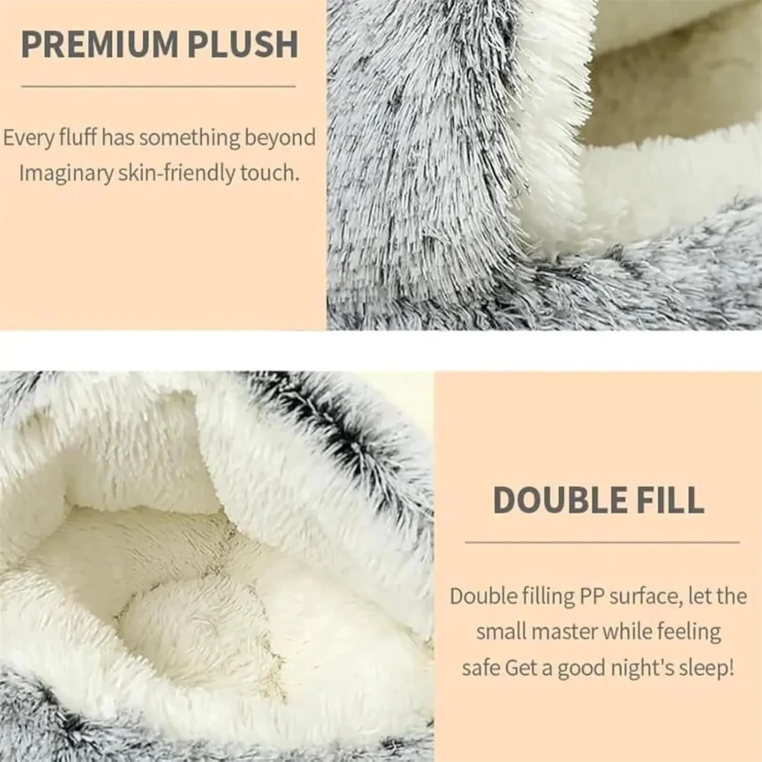 Olvys Cozy Cocoon Dogs Bed, Plush Fluffy Comfy Cocoon Pet Beds, Cozy Fluffy Plush Cat Pet Nest Bed, Winter Hooded Dog Covered Beds for Indoor (Coffce-Long Velvet,15.8in)