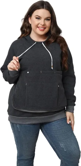 Pet Cat Dog Pouch Hoodie Small Animal Carrier  Kitten Puppy Pouch Sweatshirt Holder Fleece Unisex Hoodies Dark Grey