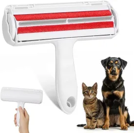 Pet Fur Remover Roller - Removes Dog and Cat Hair from Furniture, Carpets, Clothes, Car Seats and More (red)