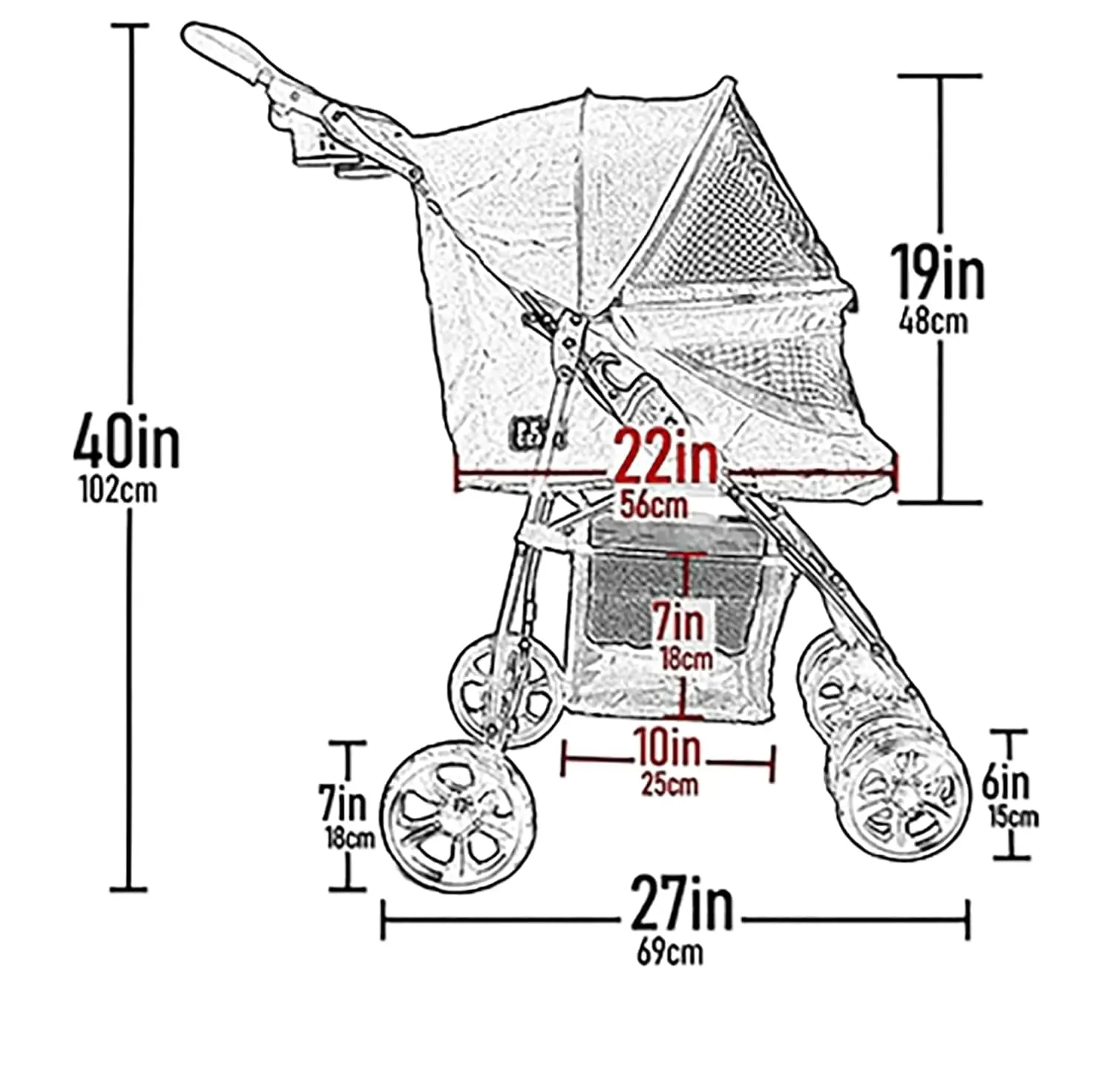 Pet Gear No-Zip Happy Trails Lite Pet Stroller for Cats/Dogs, Zipperless Entry, Easy Fold with Removable Liner, Safety Tether, Storage Basket   Cup Holder, 3 Colors