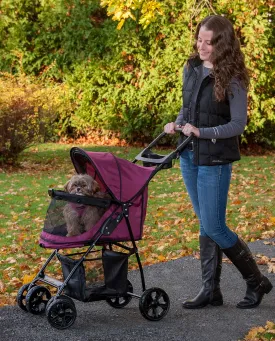 Pet Gear No-Zip Happy Trails Lite Pet Stroller for Cats/Dogs, Zipperless Entry, Easy Fold with Removable Liner, Safety Tether, Storage Basket   Cup Holder, 3 Colors
