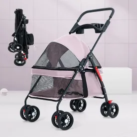 Pet Stroller Foldable Pet Stroller with Swivel Wheels,Adjustable Canopy, Storage Basket, 4 Wheels Travel Pushchair for Small Medium Dogs Cats(High-Grade Gray)