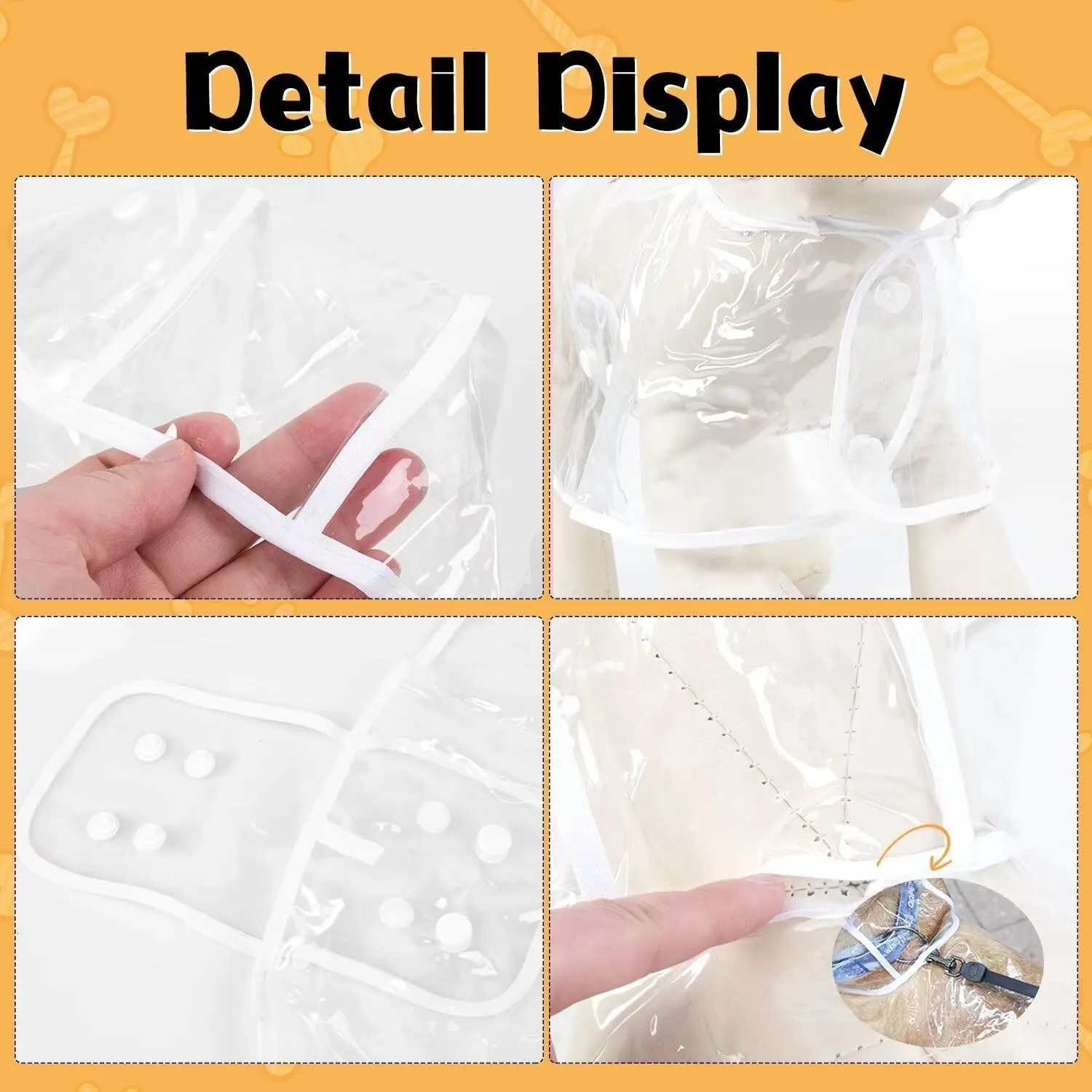 Puppy Raincoat for Small Dogs Transparency Pet Raincoat Waterproof Cloak Pet Hooded Raincoat Jacket,Size Medium