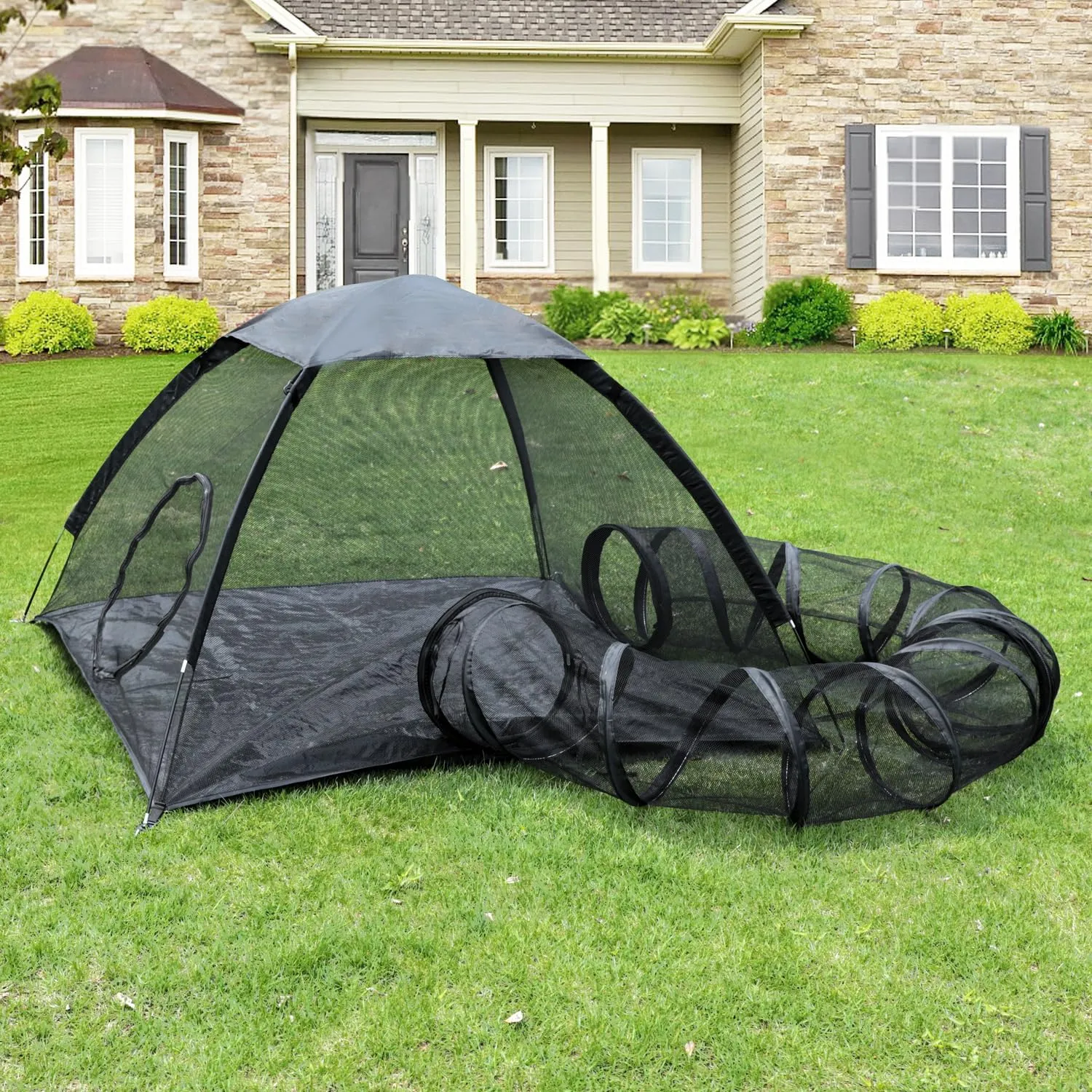 Rest-Eazzzy Outdoor Cat Enclosures, Portable Cat Tent for Outside Cat Enclosure for Indoor Cats, Foldable Cat Playpen for Kitty and Small Animals, Dog playpen with Tunnel, Storage Bag