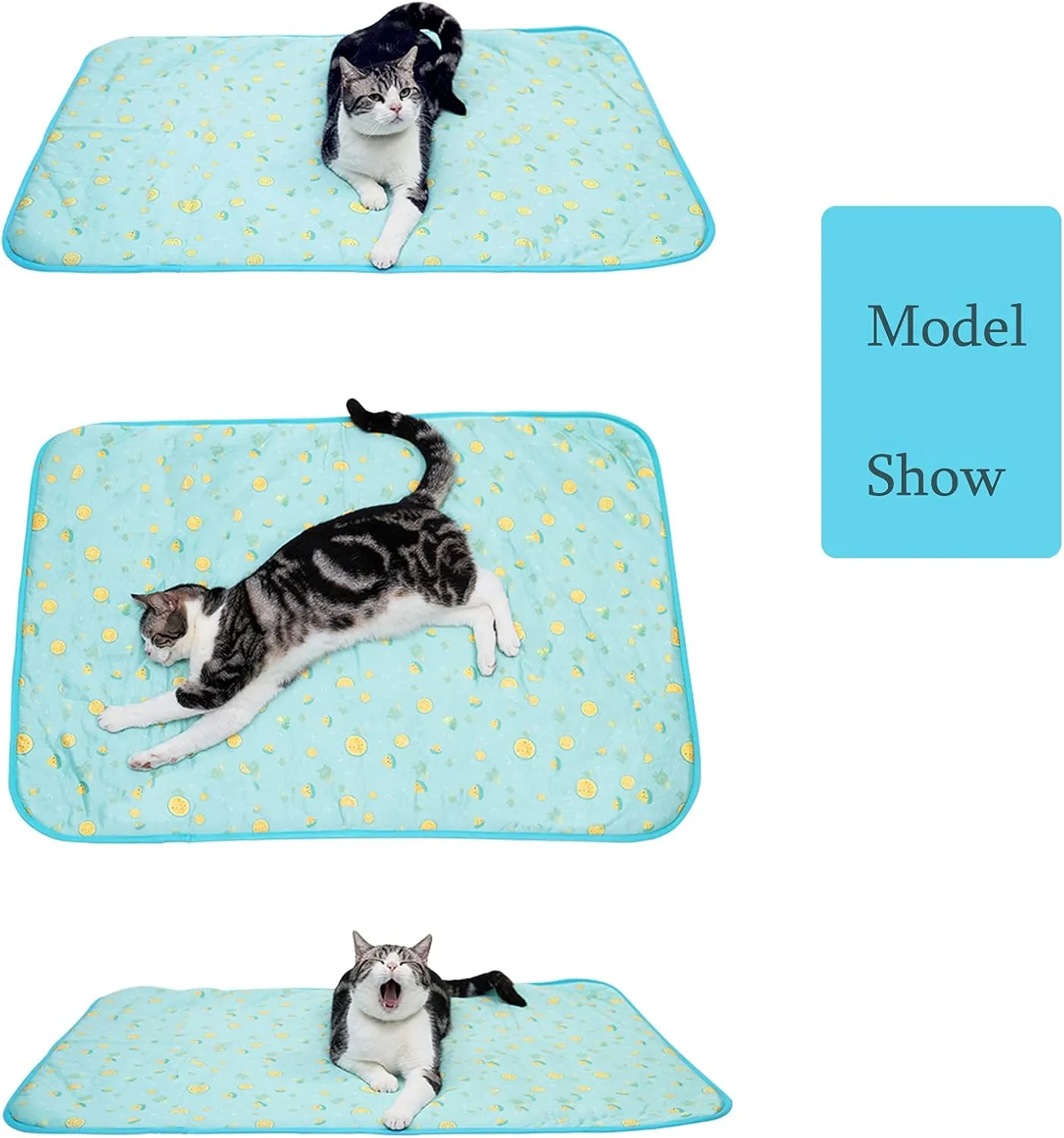 SEIS Dog Ice Pad Ice Silk Cats Kennel Mat Pet Cooling Pad Summer Cool Bamboo Mat Breathable Pad (Blue Fruit, S