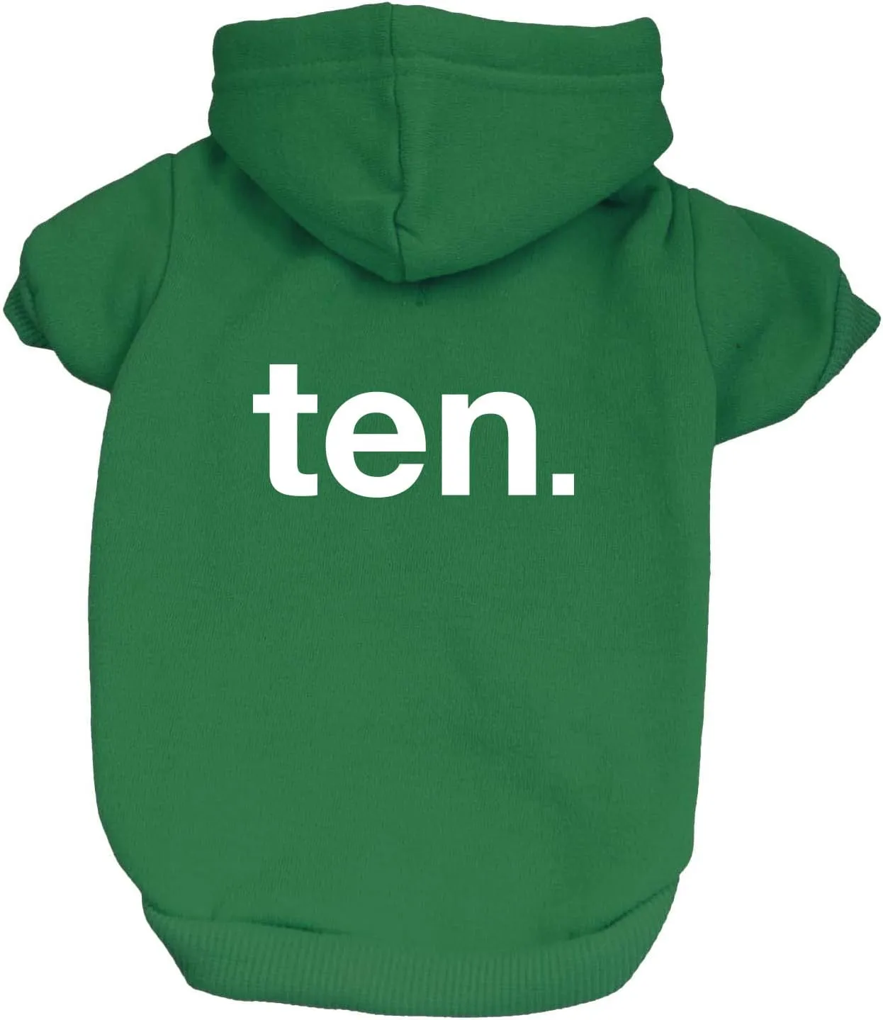 Ten 10th Birthday Dog Hoodie Fleece Lined Pullover Sweatshirt with Leash Hole (Green, Large 1034)