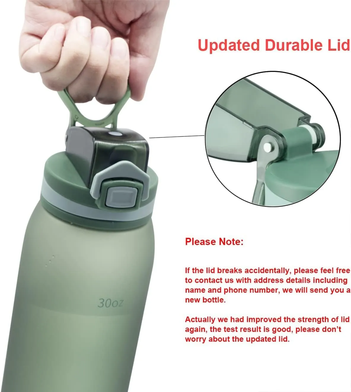 Time Marker Water Bottle 30 oz with Push Button Motivational Measurement Marker, Reusable Tritan Plastic Water Jug for Workout Sport Travel Water Tracker (Pack of 1)