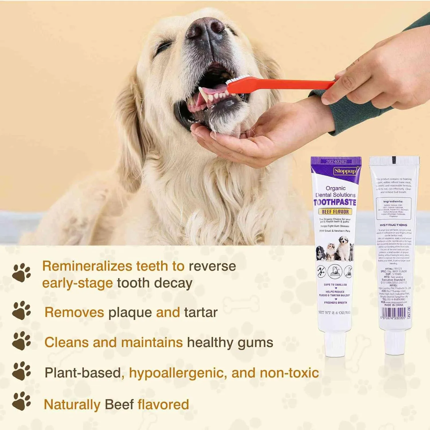 Toothpaste | Teeth Cleaning and Fresh Breath Dental Care for Pugalier and Other Mixed Breed Dogs | Soothes Inflamed Gums | Safe for Puppies | Vet Formulated 4 Pack (9.6 OZ)