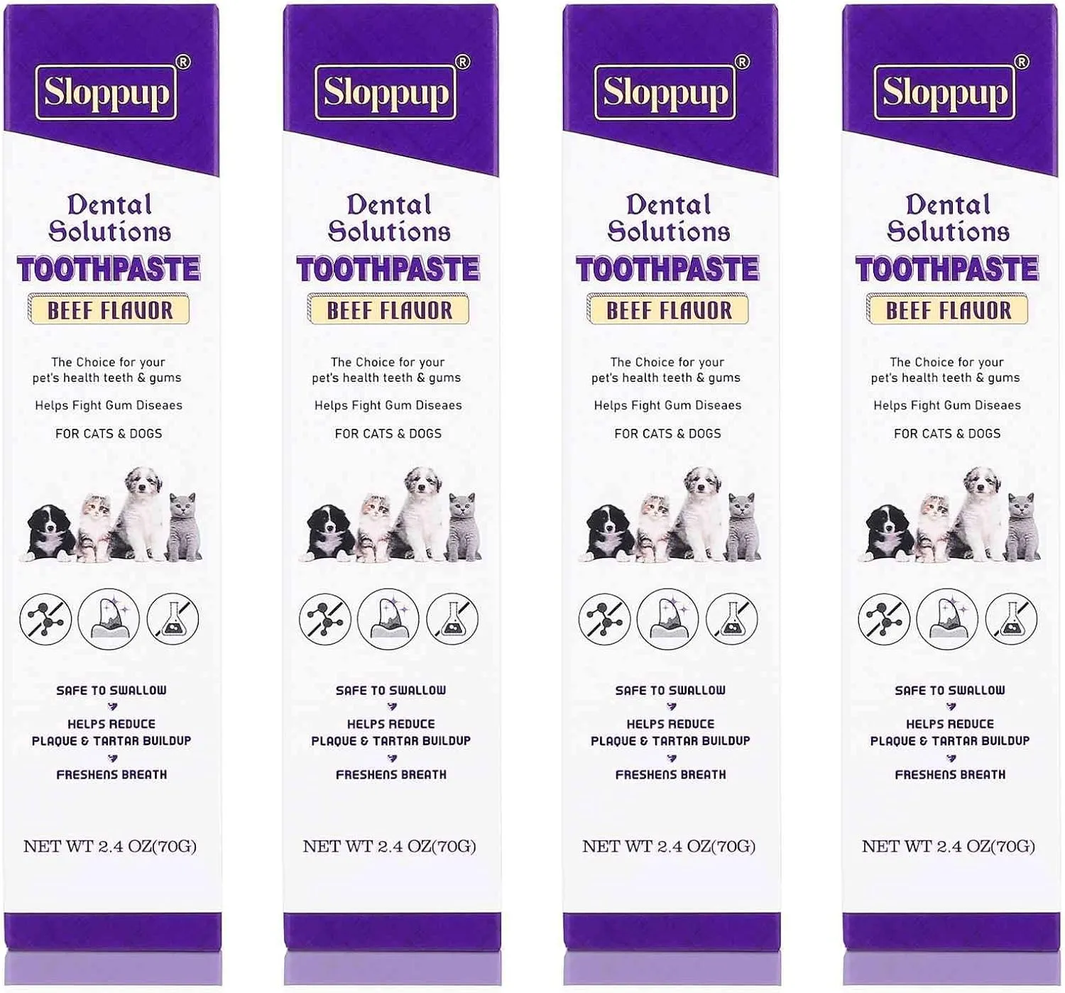 Toothpaste | Teeth Cleaning and Fresh Breath Dental Care for Pugalier and Other Mixed Breed Dogs | Soothes Inflamed Gums | Safe for Puppies | Vet Formulated 4 Pack (9.6 OZ)