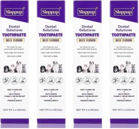 Toothpaste | Teeth Cleaning and Fresh Breath Dental Care for Pugalier and Other Mixed Breed Dogs | Soothes Inflamed Gums | Safe for Puppies | Vet Formulated 4 Pack (9.6 OZ)