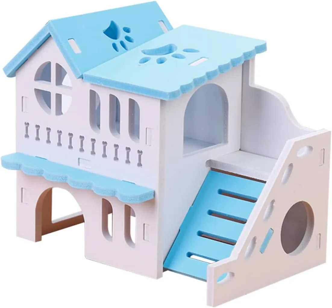 Toyvian Wooden Hamster Villa Hideout Multi-Chamber Pet Resting House for Hamsters Rats Animals Wooden Toy for Play Rest Healthy Growth