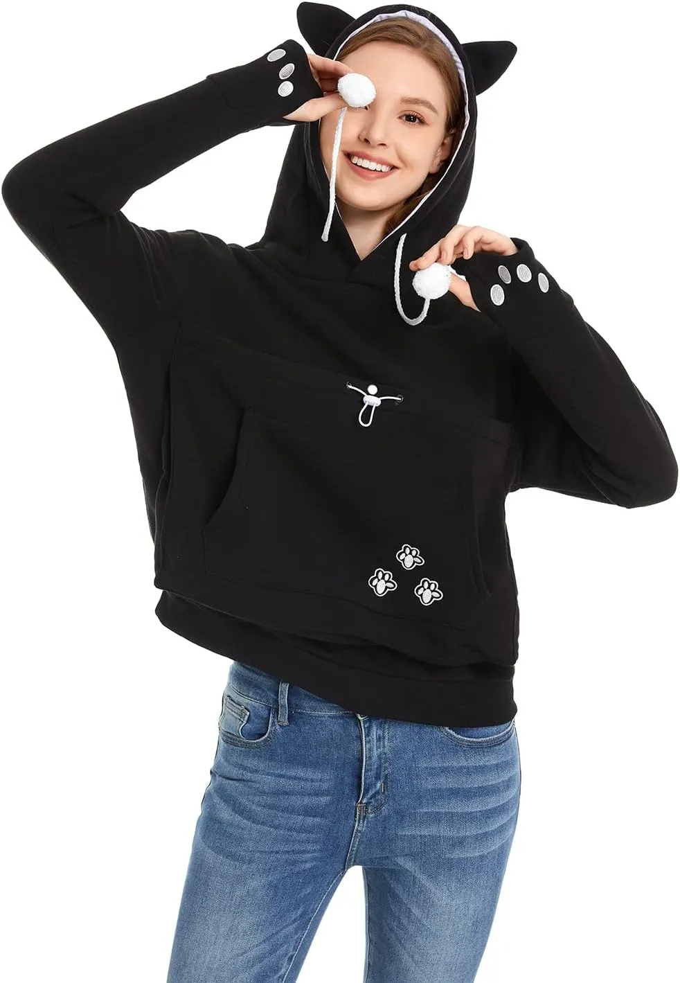 Unisex Big Pouch Hoodie Long Sleeve Pet Cat Dog Holder Carrier Sweatshirt