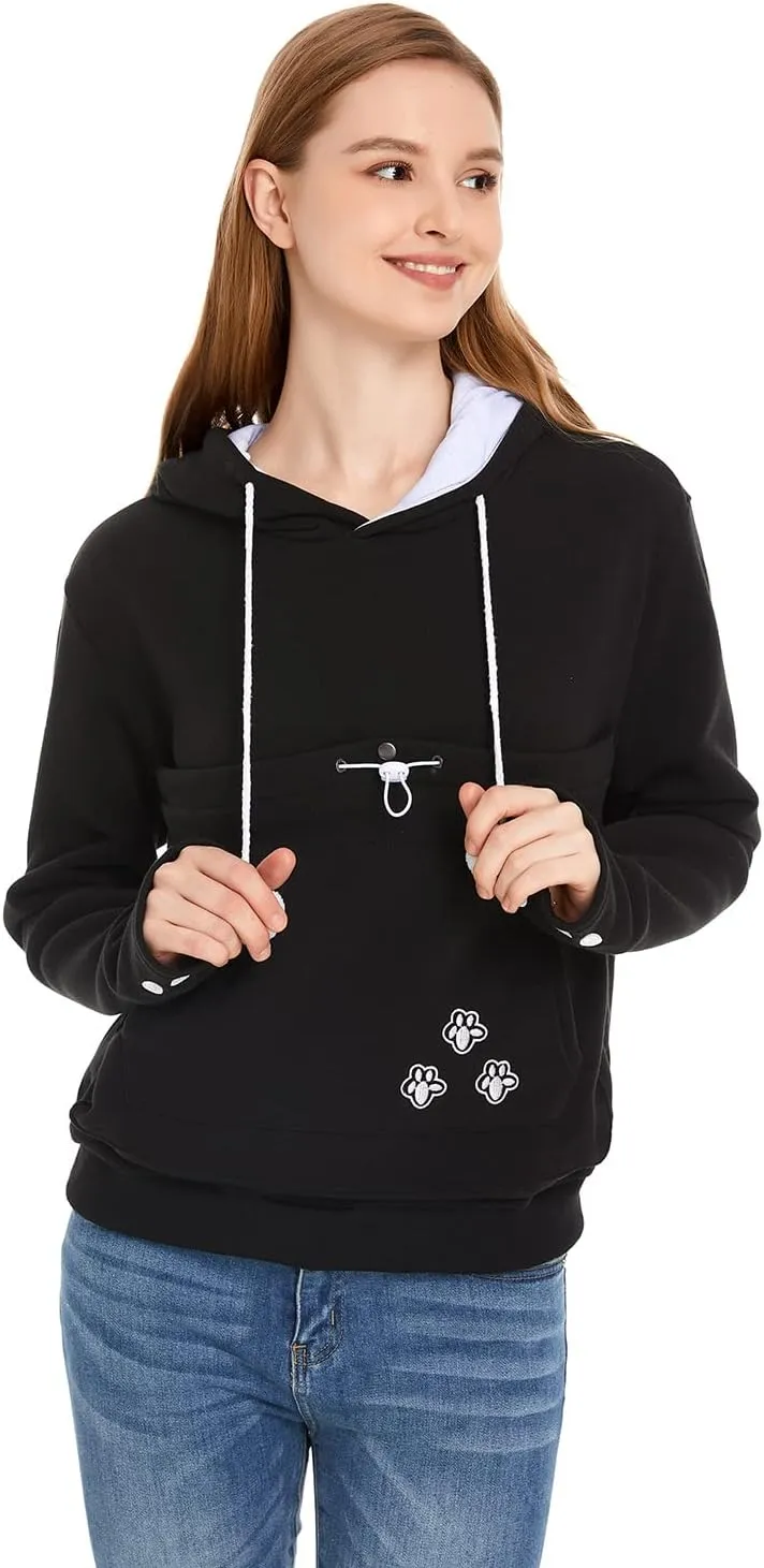 Unisex Big Pouch Hoodie Long Sleeve Pet Cat Dog Holder Carrier Sweatshirt