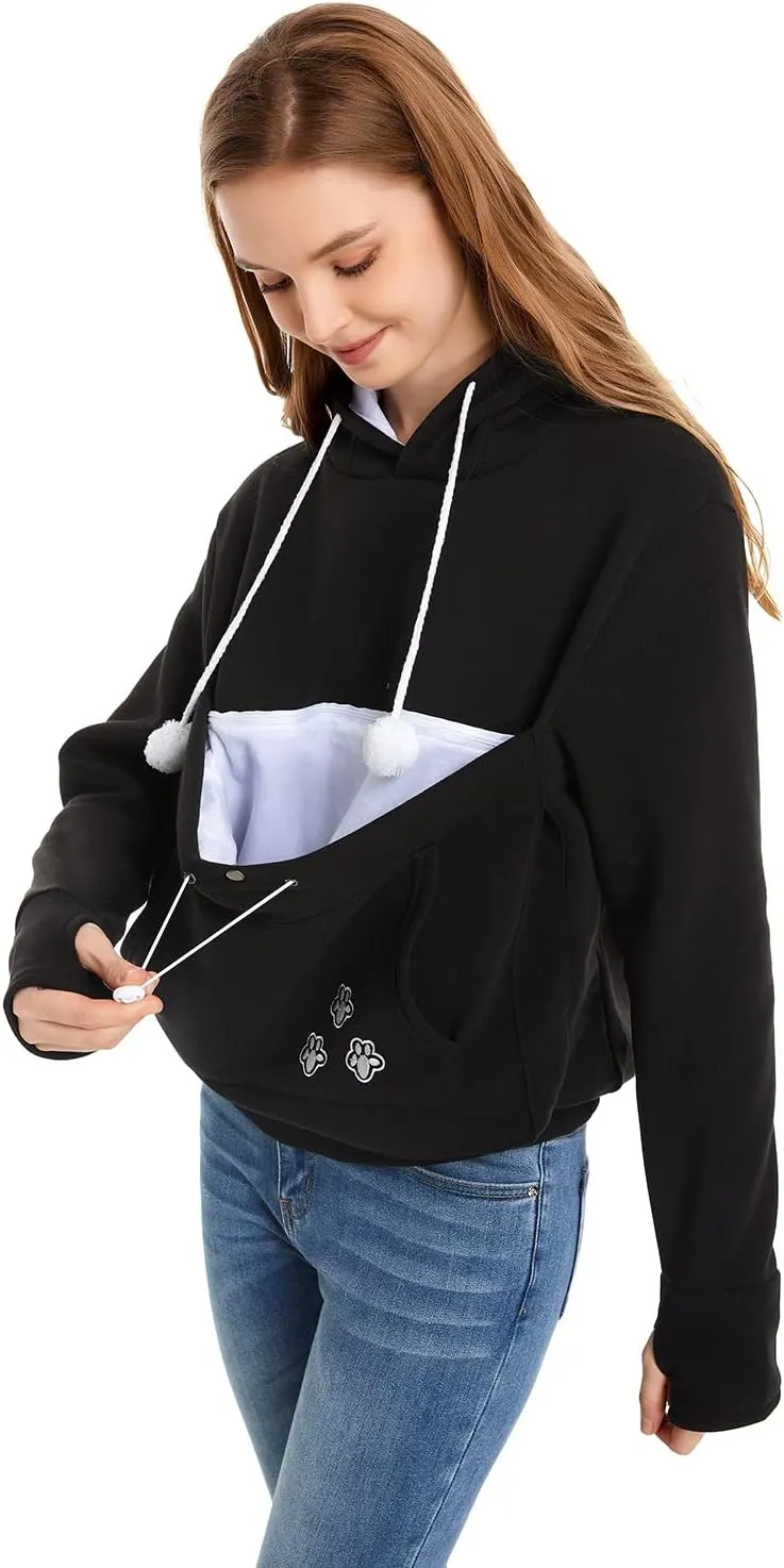 Unisex Big Pouch Hoodie Long Sleeve Pet Cat Dog Holder Carrier Sweatshirt