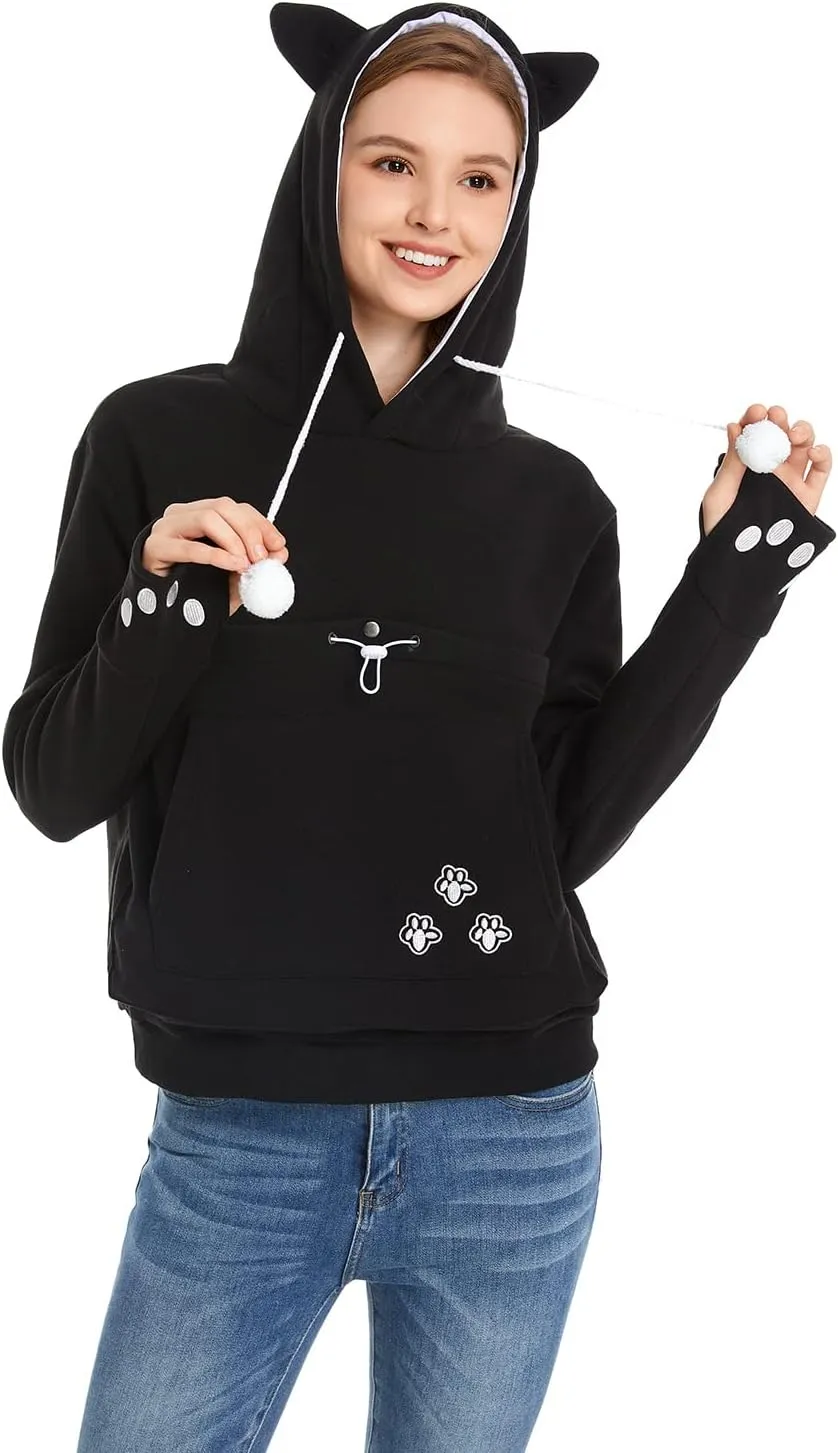 Unisex Big Pouch Hoodie Long Sleeve Pet Cat Dog Holder Carrier Sweatshirt
