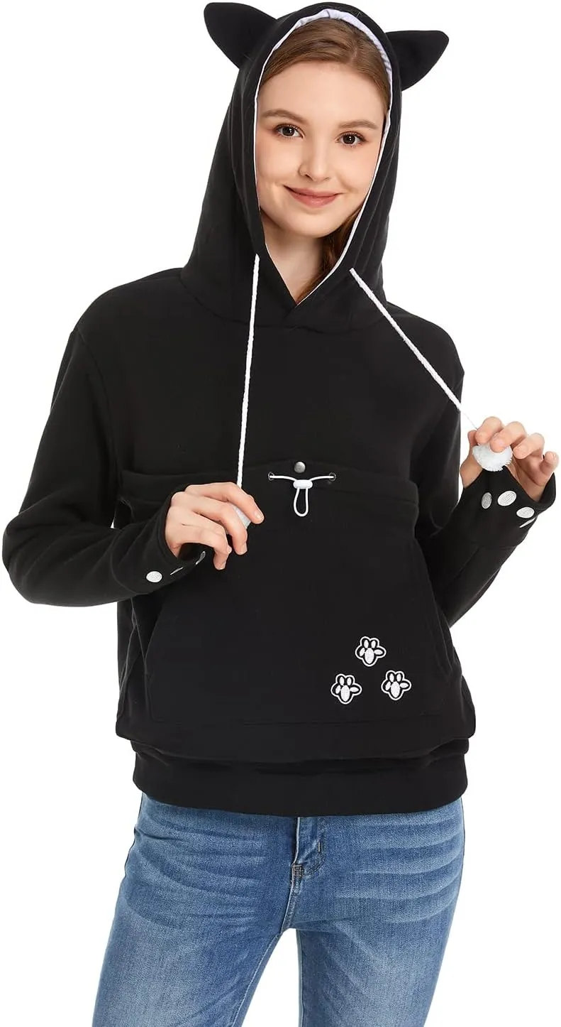 Unisex Big Pouch Hoodie Long Sleeve Pet Cat Dog Holder Carrier Sweatshirt