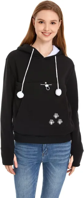 Unisex Big Pouch Hoodie Long Sleeve Pet Cat Dog Holder Carrier Sweatshirt
