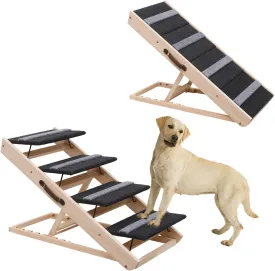 Upgrade 2-in-1 Pet Ramp Dog Stair,Folding Pet Stairs,Portable Dog Ramp for Small&Large Old Animals with Non-Slip Surface,Dog Ramp for Bed,Couch and Car,11.8" to 23.6" Height Adjustable(4017.7)