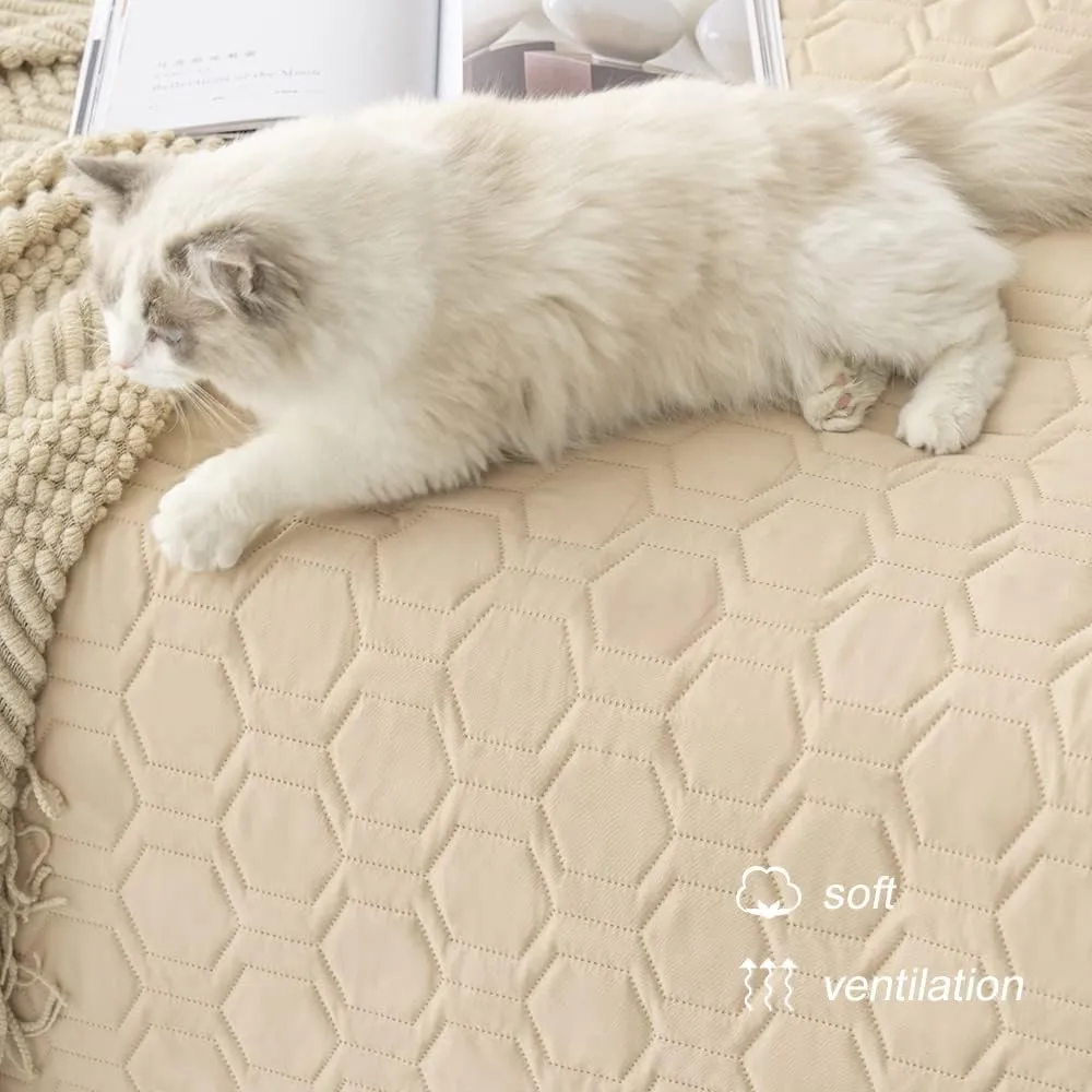 Waterproof and Non-Slip Dog Bed Cover and Pet Blanket Sofa Pet Bed Mat car Incontinence Mattress Protectors Furniture Couch Cover for Most Cats Dogs,Pets52x82-Beige