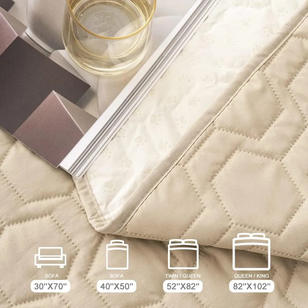 Waterproof and Non-Slip Dog Bed Cover and Pet Blanket Sofa Pet Bed Mat car Incontinence Mattress Protectors Furniture Couch Cover for Most Cats Dogs,Pets52x82-Beige