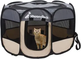XhuangTech Soft Fabric Portable Foldable Pet Dog Cat Puppy Playpen, Indoor/Outdoor use Pet Kennel Cage Travel Pet Carrier   Carrying Case